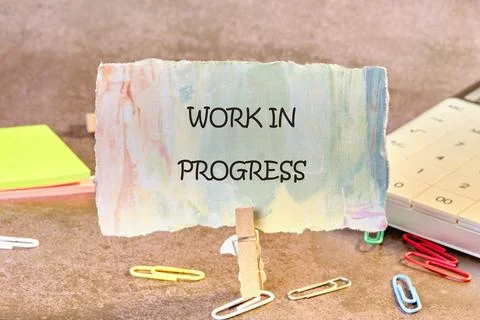 Message displays work in progress as a crafty concept. Notepads, paperclips.. Stock Photos