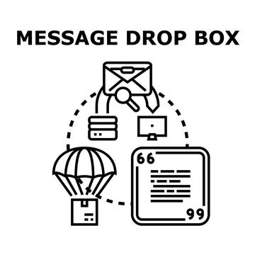 Message drop box sending digital information concept Illustrazione stock