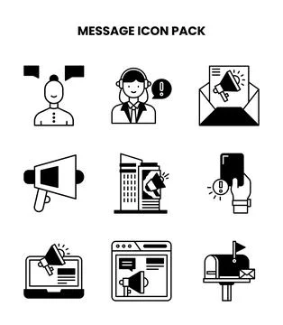 Message DuoTone Bundle Icons Pack Stock Illustration