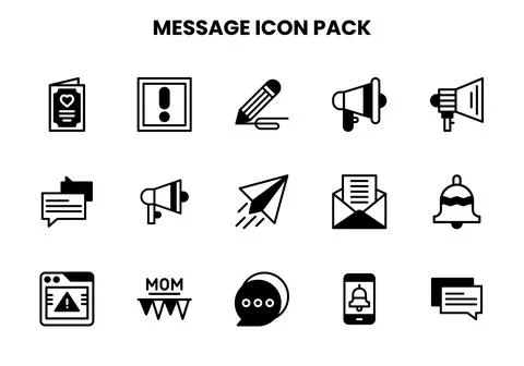 Message DuoTone Bundle Icons Pack 库存插图