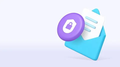 Message electronic mail email confidential safety protection 3d icon banner.. Stock Illustration