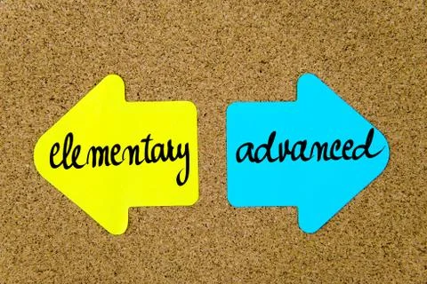 Message Elementary versus Advanced Stock Photos