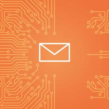 Message Envelope Icon Over Computer Chip Moterboard Background Banner イラスト素材