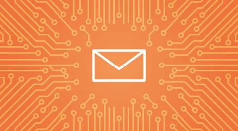 Message Envelope Icon Over Computer Chip Moterboard Background Banner イラスト素材