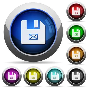 Message file round glossy buttons Stock Illustration