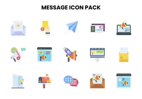 Message Flat Bundle Icons Pack Stock Illustration