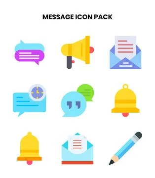 Message Flat Bundle Icons Pack Stock Illustration