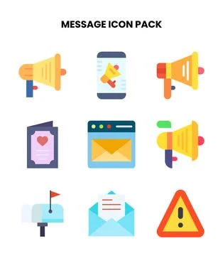 Message Flat Bundle Icons Pack Stock Illustration