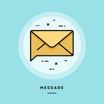 Message, flat design thin line banner. Stock Illustration