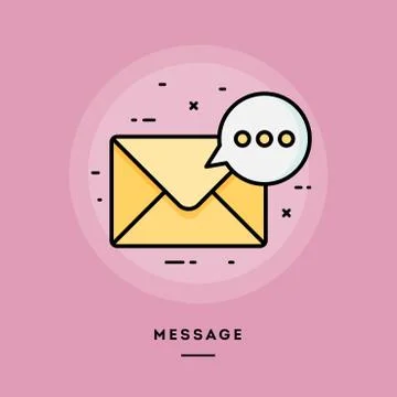 Message, flat design thin line banner. Illustrazione stock