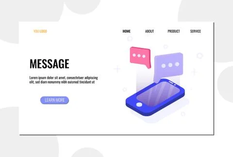 Message flat illustration.Concept of landing page.Vector design template isol Stock-Illustration