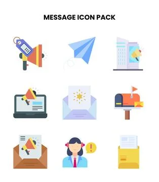 Message Flat SVG Icons Pack Stock Illustration