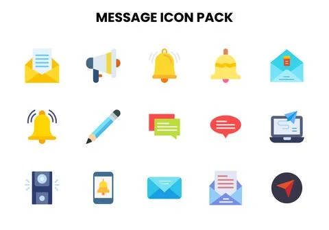 Message Flat Vector Icons Pack Illustrazione stock