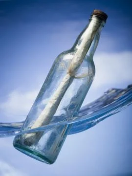 Message in a floating bottle Stock Photos