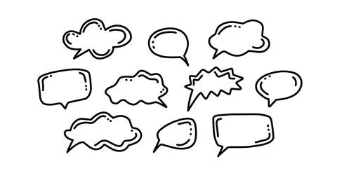 Message frames in comic style, hand drawn chat bubbles Stock Illustration