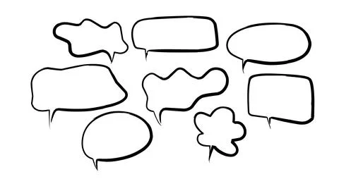 Message frames in comic style, hand drawn chat bubbles Illustrazione stock