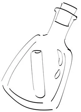 Message In Glass Bottle Minimal Outline Illustration Stock Illustration