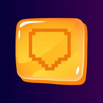 Message glossy ui button with pixelated icon Stock Illustration