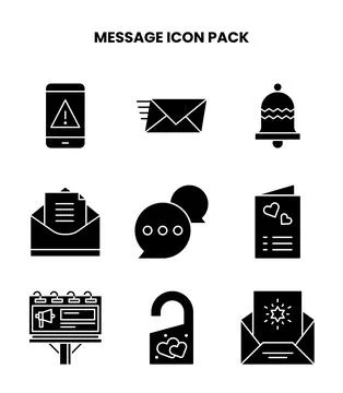 Message Glyph Bundle Icons Pack Stock Illustration