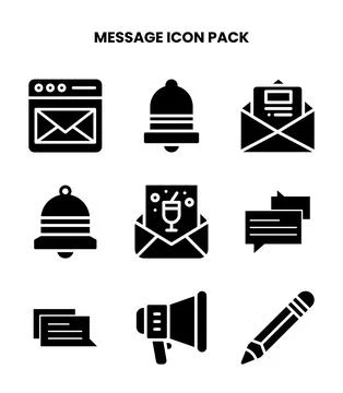 Message Glyph Design Icons Pack Stock Illustration