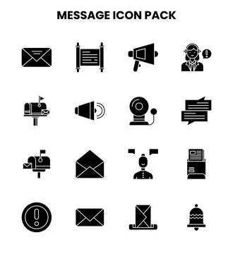 Message Glyph Icons Pack Stock Illustration