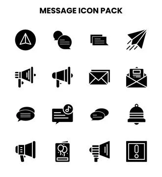 Message Glyph UI Icons Pack Stock Illustration