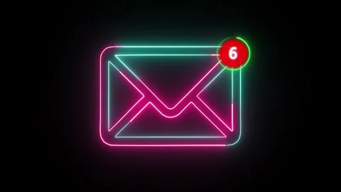 Message icon animation on neon. neon Email icon with check sign indicates m.. Stock Footage 305299975