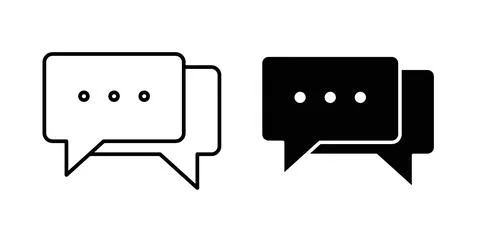 Message icon collection in black, Line icons, flat symbols Illustrazione stock