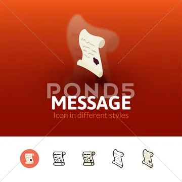 Message icon in different style Ilustraciones de archivo