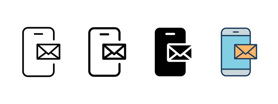 Message icon. Envelope on smartphone screen. New email notification vector .. Stock Illustration