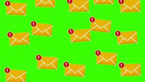 Message Icon Falling From Above on Green Screen 4K Animation Seamless loop Stock Footage 167677316