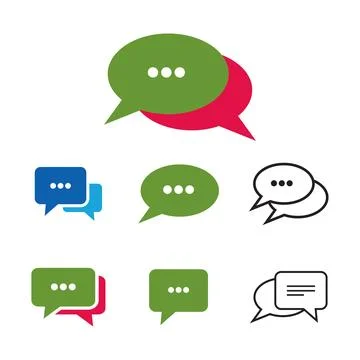 Message icon set in flat style with background. Stock Illustration