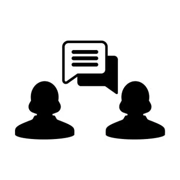Message icon vector female person profile avatar with speech bubble symbol Illustrazione stock