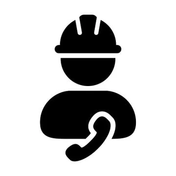 Message icon vector male construction worker person profile avatar with phone Illustrazione stock