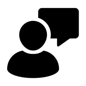 Message icon vector male person profile avatar with speech bubble symbol Illustrazione stock