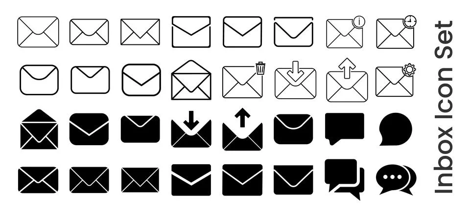 Message icon vector set, Inbox Icon Set, Email Icon, Envelope Mail Icon Illustrazione stock