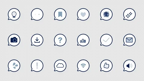 Message Icons – Communication and Chat Animation Pack (5 Second Loop) Stock Footage 310980378