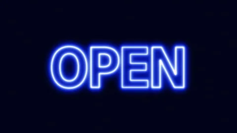 Message Illuminated By Blue Neon Light Word Open Style Of Retro Fluorescent Lamp Video stock 167339216