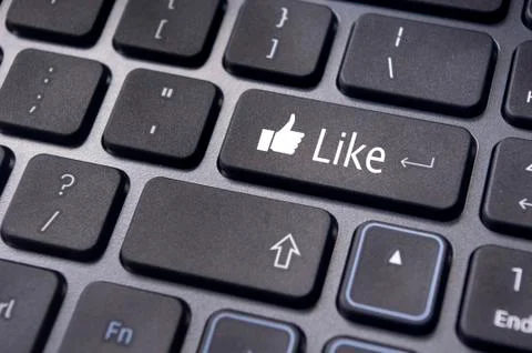 Like message on keyboard button, social media concepts Stock Illustration
