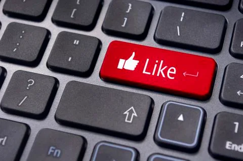 Like message on keyboard button, social media concepts Stock Illustration