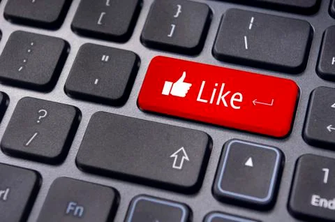 Like message on keyboard button, social media concepts Stock Illustration