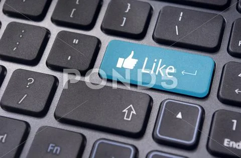 Like message on keyboard button, social media concepts Stock Illustration