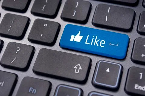 Like message on keyboard button, social media concepts Stock Illustration