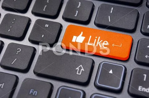 Like message on keyboard button, social media concepts Stock Illustration
