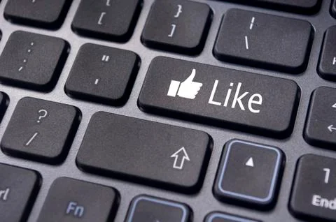 Like message on keyboard button, social media concepts Stock Illustration