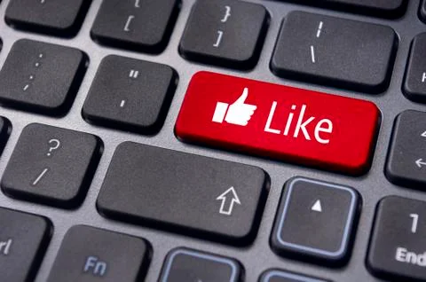 Like message on keyboard button, social media concepts Stock Illustration