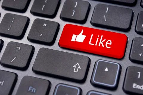 Like message on keyboard button, social media concepts Stock Illustration