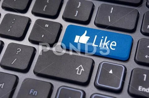 Like message on keyboard button, social media concepts Stock Illustration