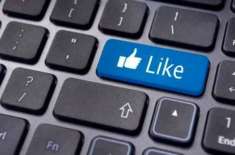 Like message on keyboard button, social media concepts Stock Illustration