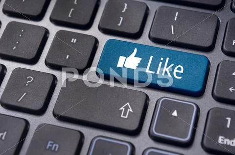 Like message on keyboard button, social media concepts Stock Illustration